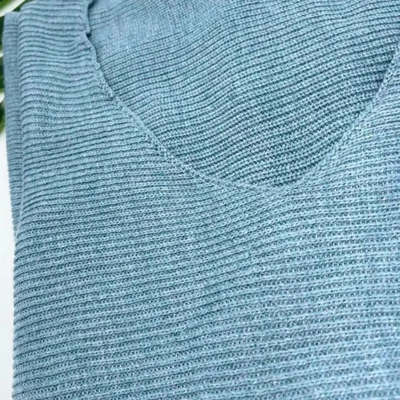 Ella Moss Ladies' Ribbed V-Neck Sweater Blue - Picture 4 of 6